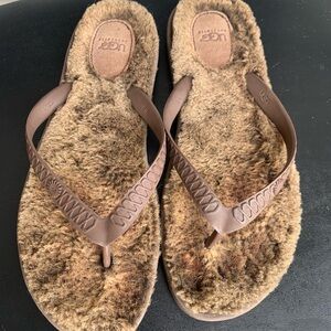 UGG Tan Fuzzy Sandals